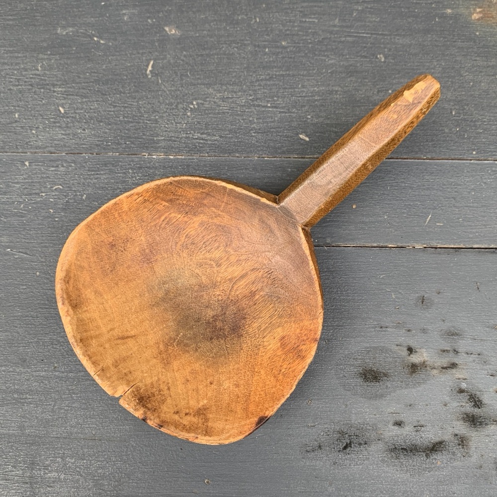 Antique Primitive Handcarved Wooden Butter Paddle Scoop Kitchen Utensil - Picture 2 of 11